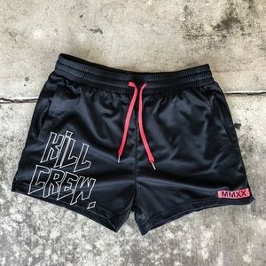Kill Crew MUAY THAI SHORTS (MID THIGH CUT) - BLACK